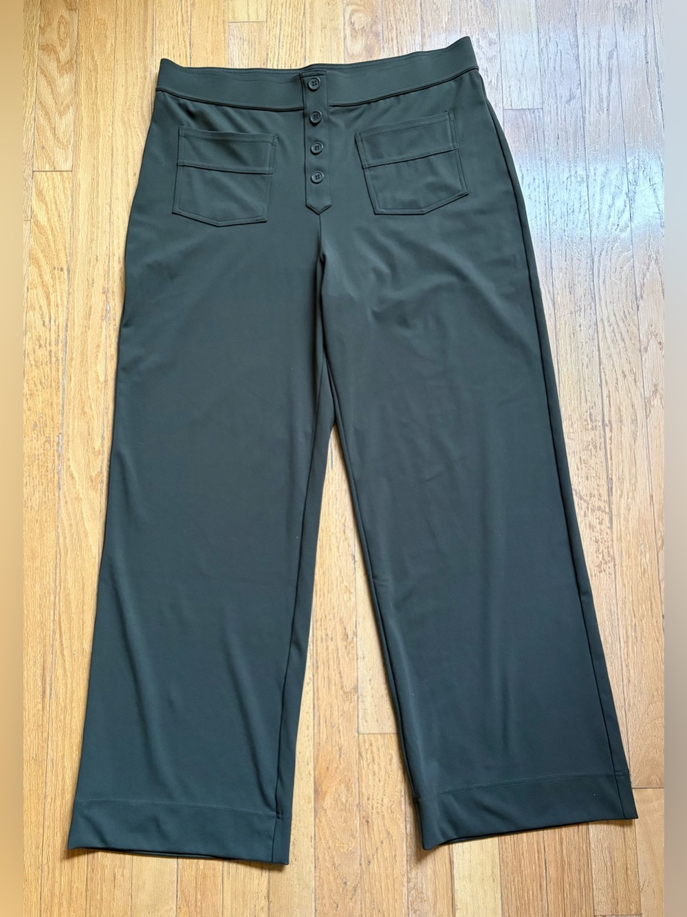HALARA High Waisted Wide Leg Button Front Pants in Olive Green - Size 1X (NWT)